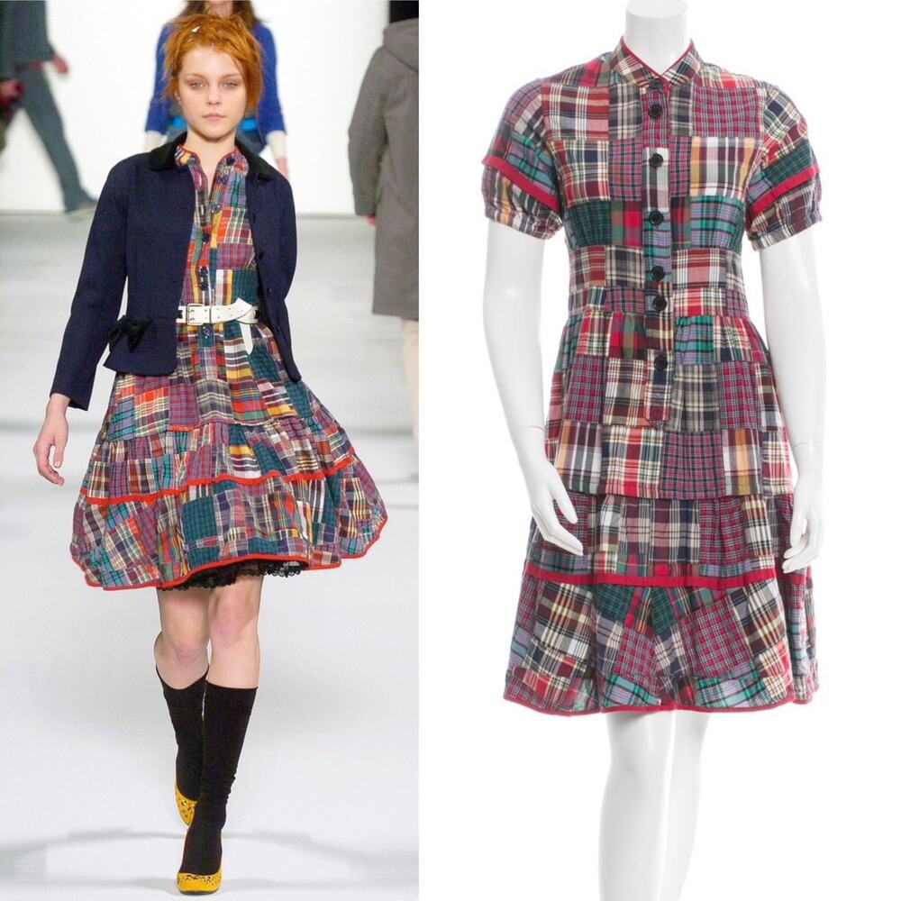 Vintage Marc Jacobs Plaid Patchwork Dress Womens size 6 FW 2005 Runway - Picture 16 of 16